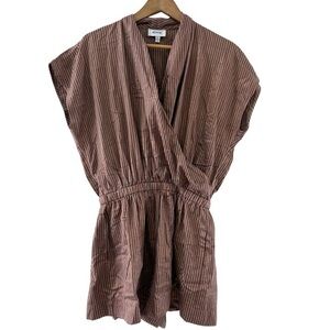 Koch Metallic Vertical Striped Romper Elastic Waist Small